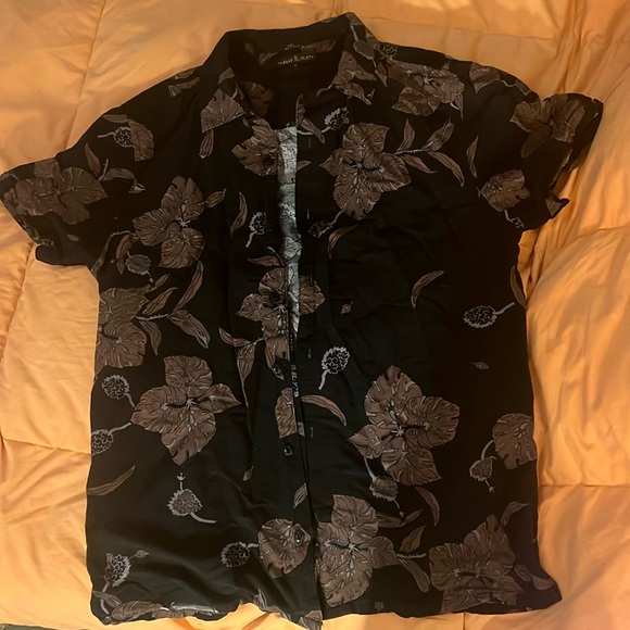 Vintage floral button up collared shirt, size S-M - Picture 1 of 3